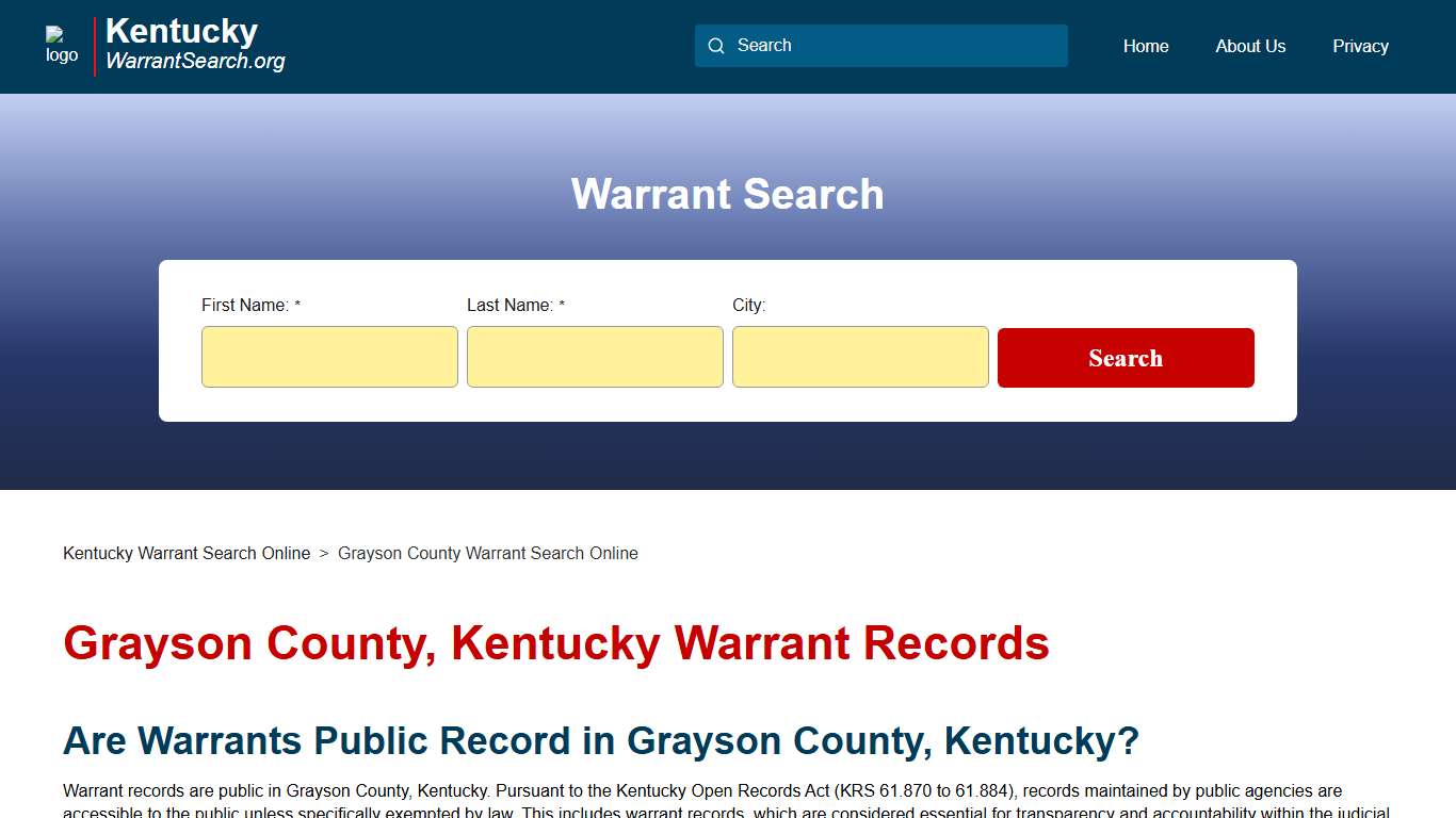 Grayson County, Kentucky Warrant Search | KentuckyWarrantSearch.org